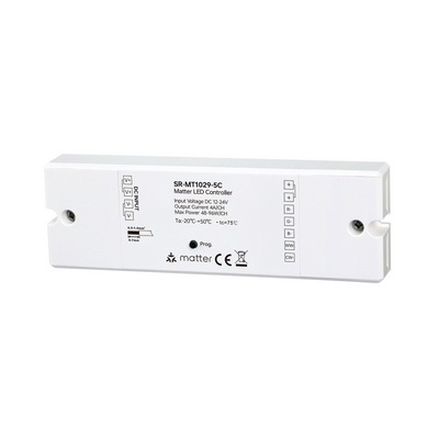 Sunricher Matter RGB+CCT LED Controller SR-MT1029-5C mit Klemmen für Rot, Grün, Blau, WW und CW