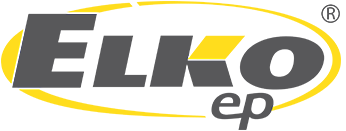 ELKO EP – Wortmarke in Grau und Gelb mit ovalem Rahmen