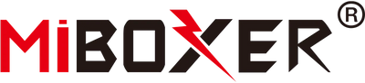 MiBOXER – Wortmarke in Schwarz und Rot mit Blitzsymbol im X