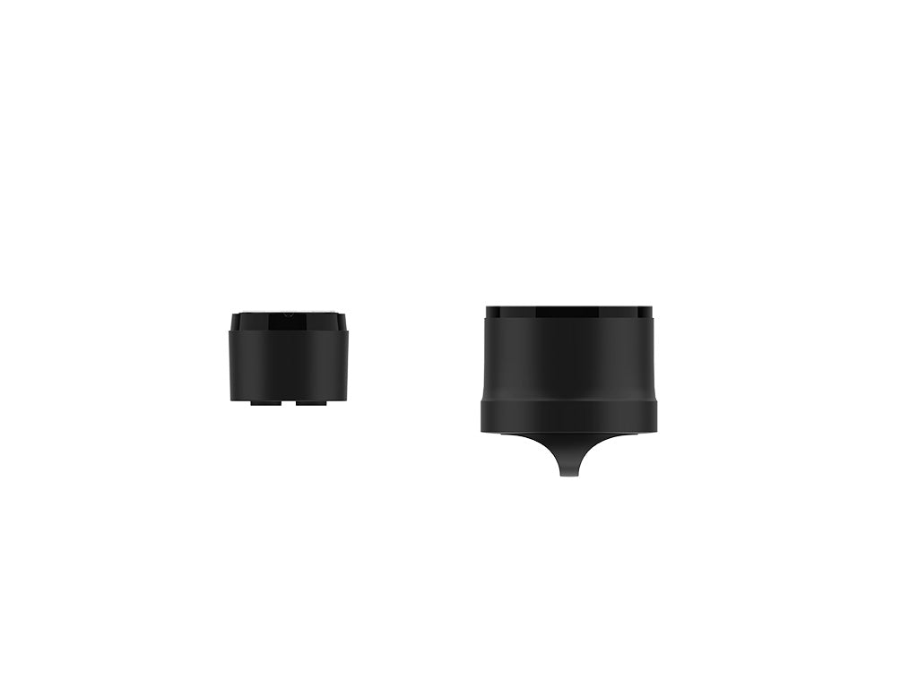 Zwei schwarze Zylinderadapter aus dem Zubehörsatz des Aqara U200