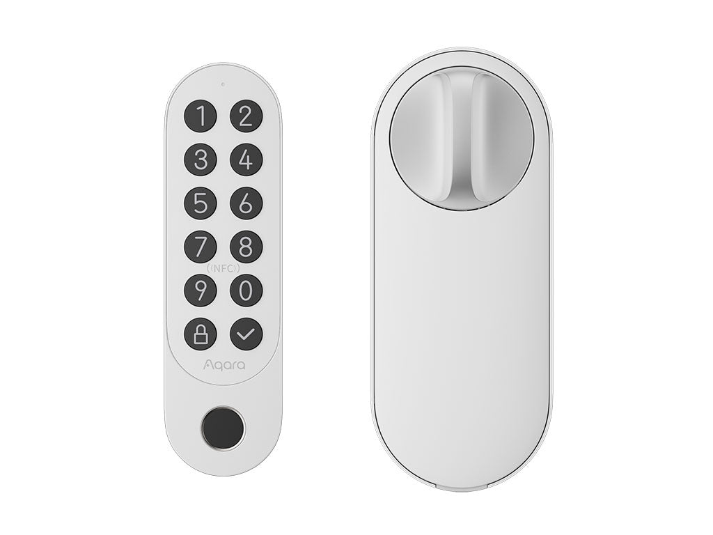 Aqara Smart Lock U200 in Weiß: Tastenfeld mit Ziffern und Schlosseinheit