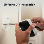 Thermostat X wird mit Schraubendreher an der Wandplatte befestigt, Text Einfache DIY Installation