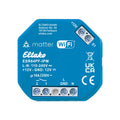 Eltako Schaltrelais ESR64PF-IPM von vorn, blaues Unterputzmodul mit Klemmen 2, 1, L, GND, N und Matter-Kennzeichnung