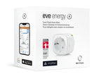 Verpackung der Eve Energy mit Stiftung-Warentest-Siegel GUT (2,4), Matter-Logo und Eve App