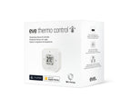Verpackung des Eve Thermo Control mit Geräteabbildung sowie Matter- und Apple-Home-Logo