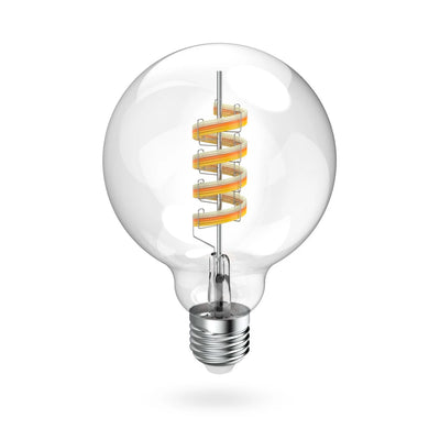 Hama Smarte Retro-LED Lampe E27 Globe, runder Klarglaskolben mit Spiralfilament