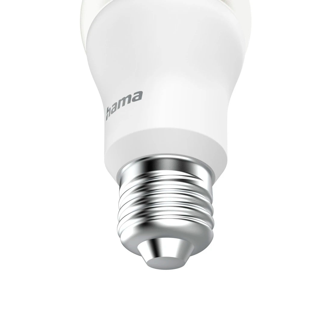 E27-Schraubsockel der smarten Hama Glühbirne in Nahaufnahme von schräg unten