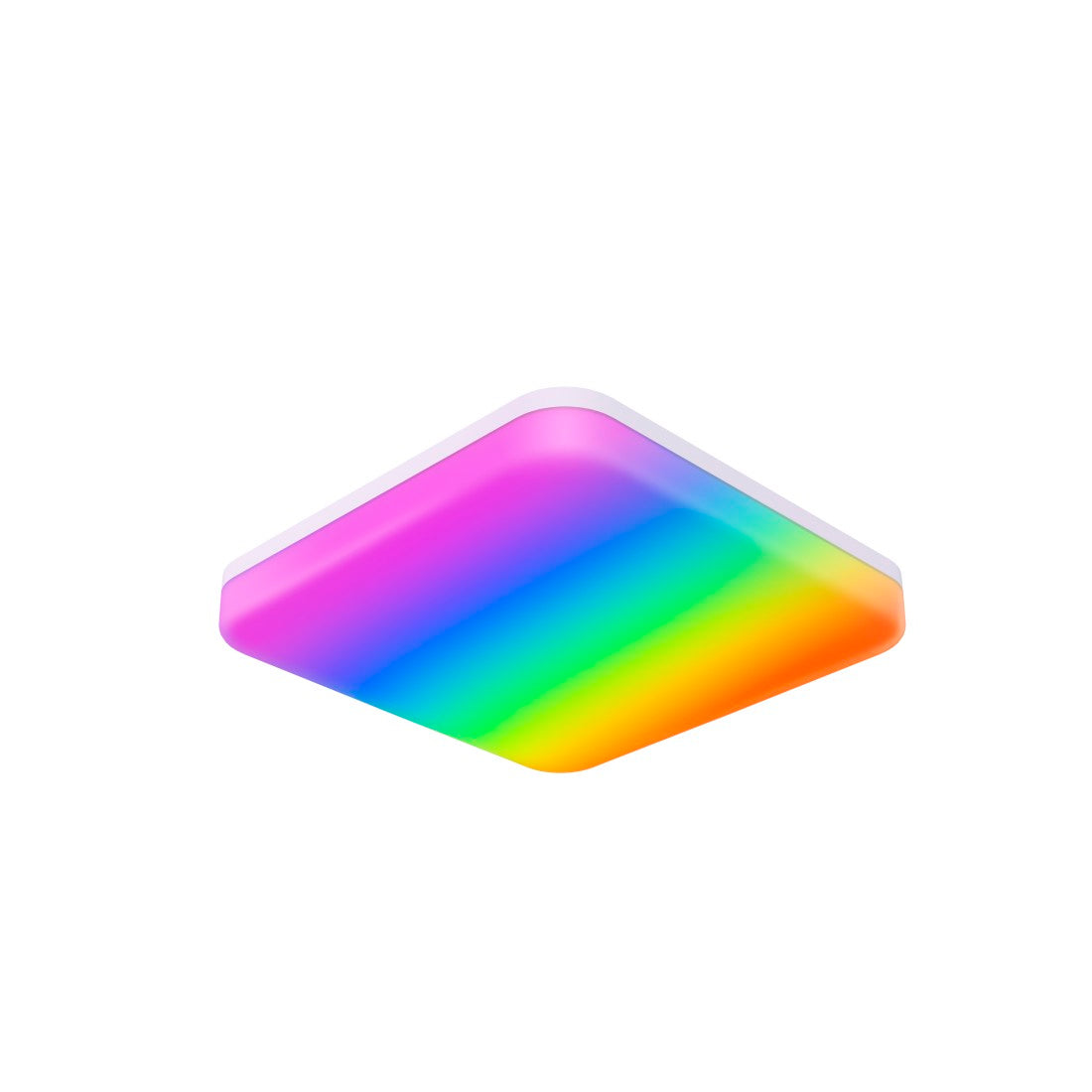 Hama Smarte LED-Deckenleuchte von schräg oben, quadratische Streuscheibe im Regenbogenverlauf