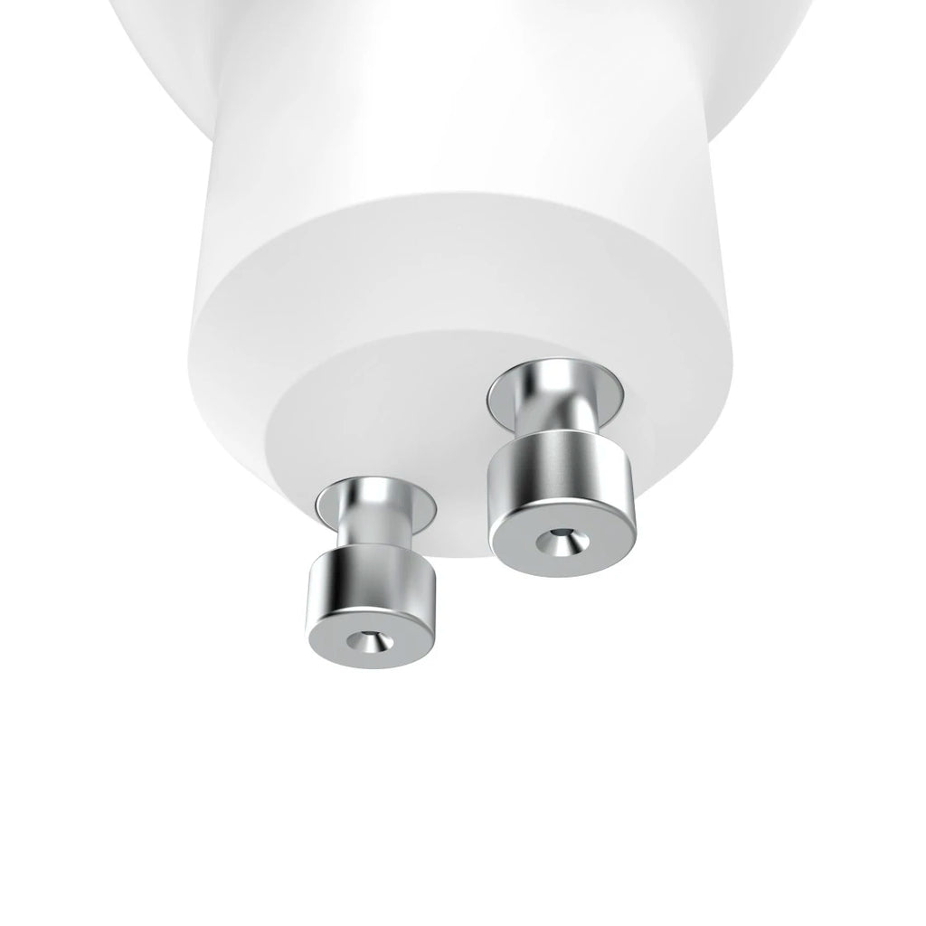 Unterseite der Hama Smarten Lampe GU10 mit den beiden Steckkontakten in Nahaufnahme