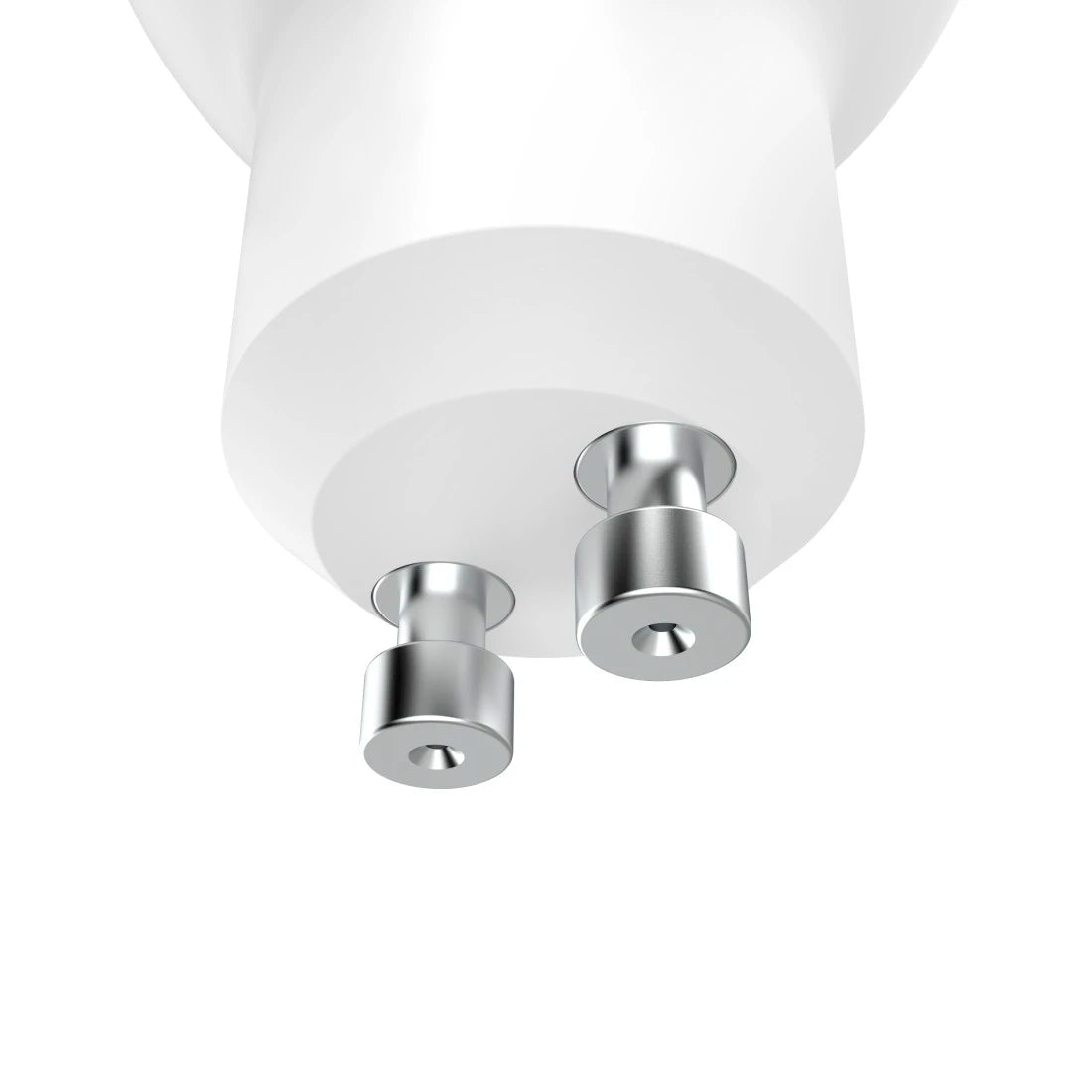 Unterseite der Hama Smarten Lampe GU10 mit den beiden Steckkontakten in Nahaufnahme
