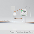 Anschlussschema Taster mit Neutralleiter: Sunricher Dimmer 230V zwischen Taster und Glühlampe verdrahtet