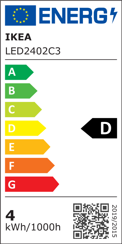 EU-Energielabel – KAJPLATS LED E14 470 lm (Klasse D)