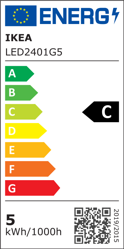 EU-Energielabel – KAJPLATS LED E27 806 lm (Klasse C)