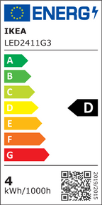 EU-Energielabel – KAJPLATS LED E27 470 lm (Klasse D)