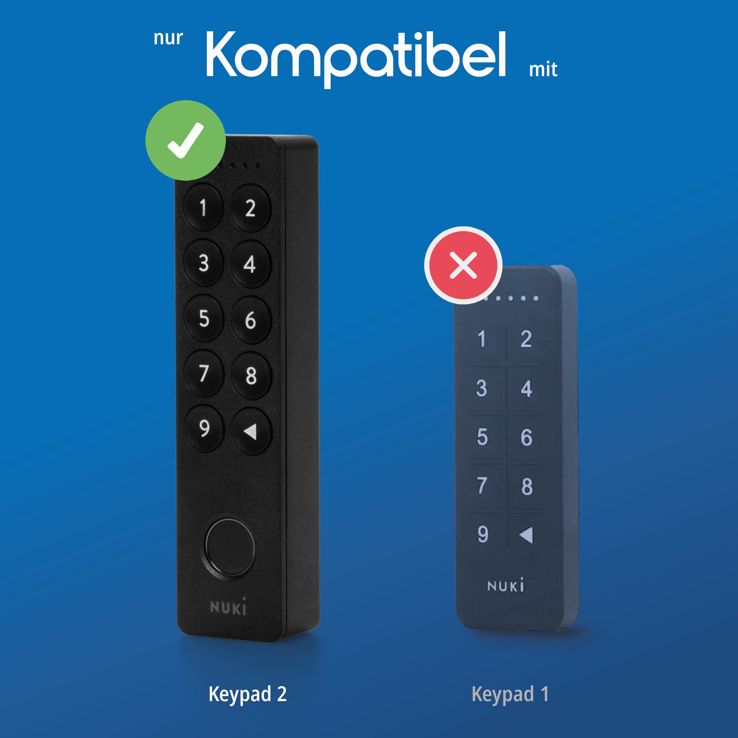 Kompatibilitätsgrafik: passend für Keypad 2, nicht für Keypad 1