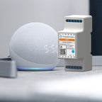 Freedompro LB0104-B neben einem weißen Smart Speaker mit blau leuchtendem Ring