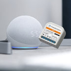 Freedompro LB0602-E mit Anschlussklemmen neben einem smarten Lautsprecher auf einer Tischplatte