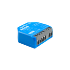 Shelly 1 Gen4: kleines schwarzes Relaismodul mit grauen Schraubklemmen