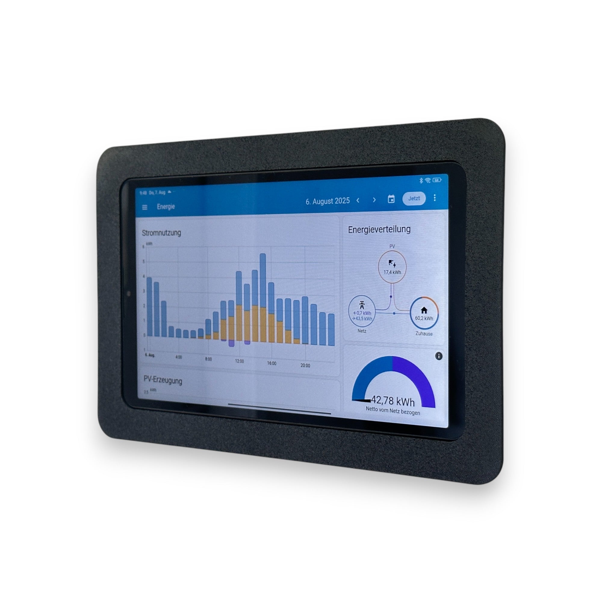 Wand-Tablet als Smart-Home Steuerzentrale mit Kunststoff-Rahmen Schwarz