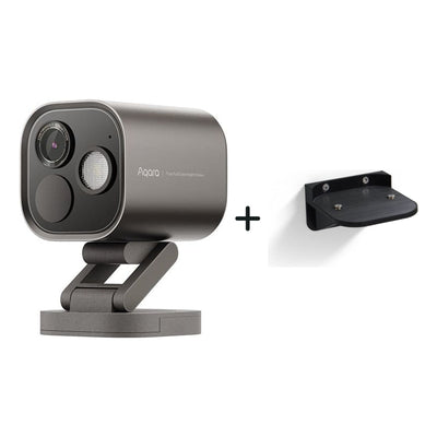 Aqara Camera Hub G5 Pro Wi-Fi und Wandhalterung für Aqara Camera Hub G5 Pro nebeneinander vor weißem Hintergrund