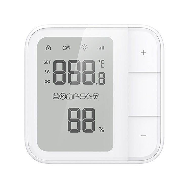 Anzeigenübersicht des Aqara W500 mit allen Displaysegmenten und Symbolen