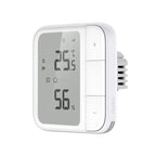 Aqara Fußbodenthermostat W500 schräg von der Seite, mit sichtbarem Einbaukörper