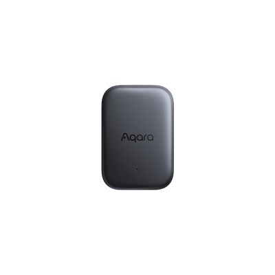 Aqara Multi-Sensor P100 in Dunkelgrau: flaches abgerundetes Rechteck mit Aqara-Schriftzug