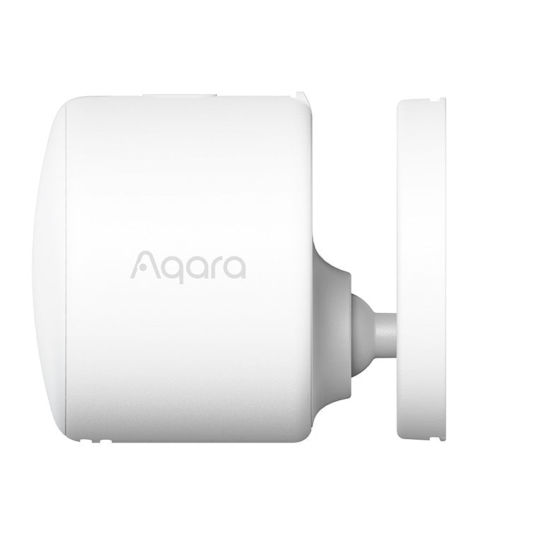 Seitenansicht des Aqara FP300 mit flachem Gehäuse und runder Grundplatte