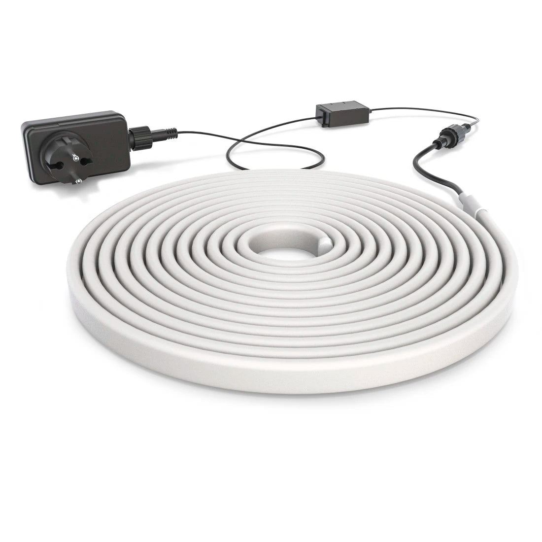 Aufgerollter Hama Neon-Lichtschlauch, unbeleuchtet, mit Steckernetzteil und Inline-Controller