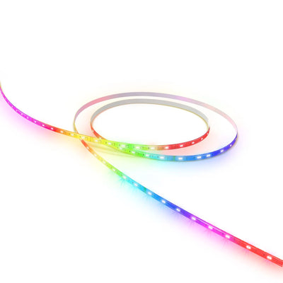 Hama LED-Streifen zur Spirale gelegt, die Leuchtdioden zeigen einen Regenbogenverlauf