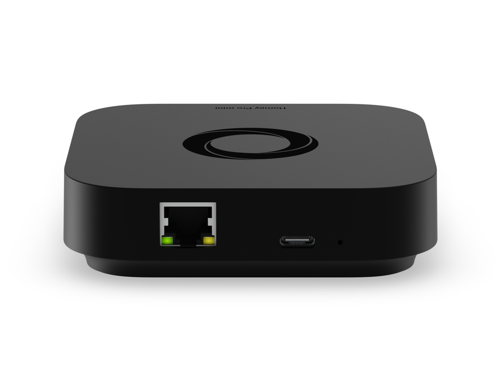 Rückseite des Pro mini: Gigabit-Netzwerkbuchse und Anschlüsse