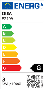 EU-Energielabel der IKEA VARMBLIXT (E2499), Energieeffizienzklasse G
