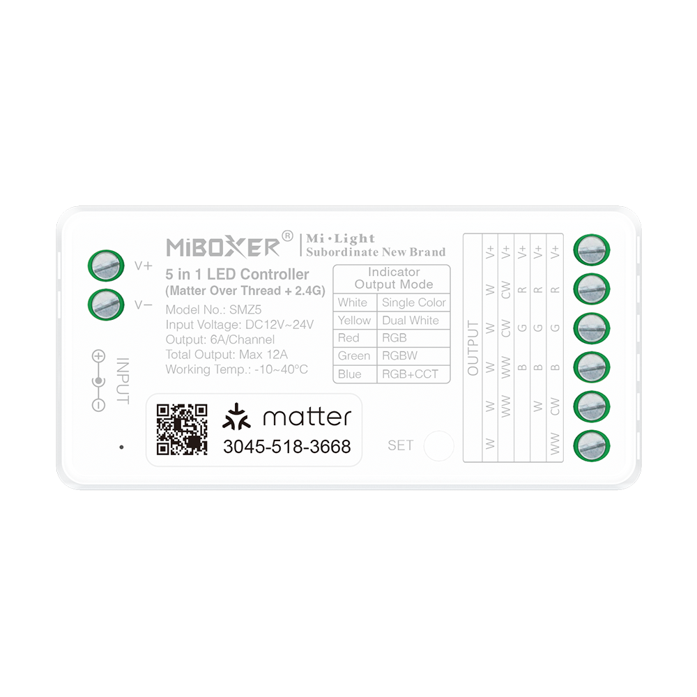 MiBoxer SMZ5 Matter 5in1 RGB+CCT LED Controller Frontansicht