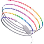 Locker gewickelter Lightstrip 5m mit Bedientasten am Controller, LEDs in Regenbogenfarben