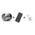 Nuki Smart Lock Pro (5. Gen.) und Nuki Fob u. a. nebeneinander vor weißem Hintergrund
