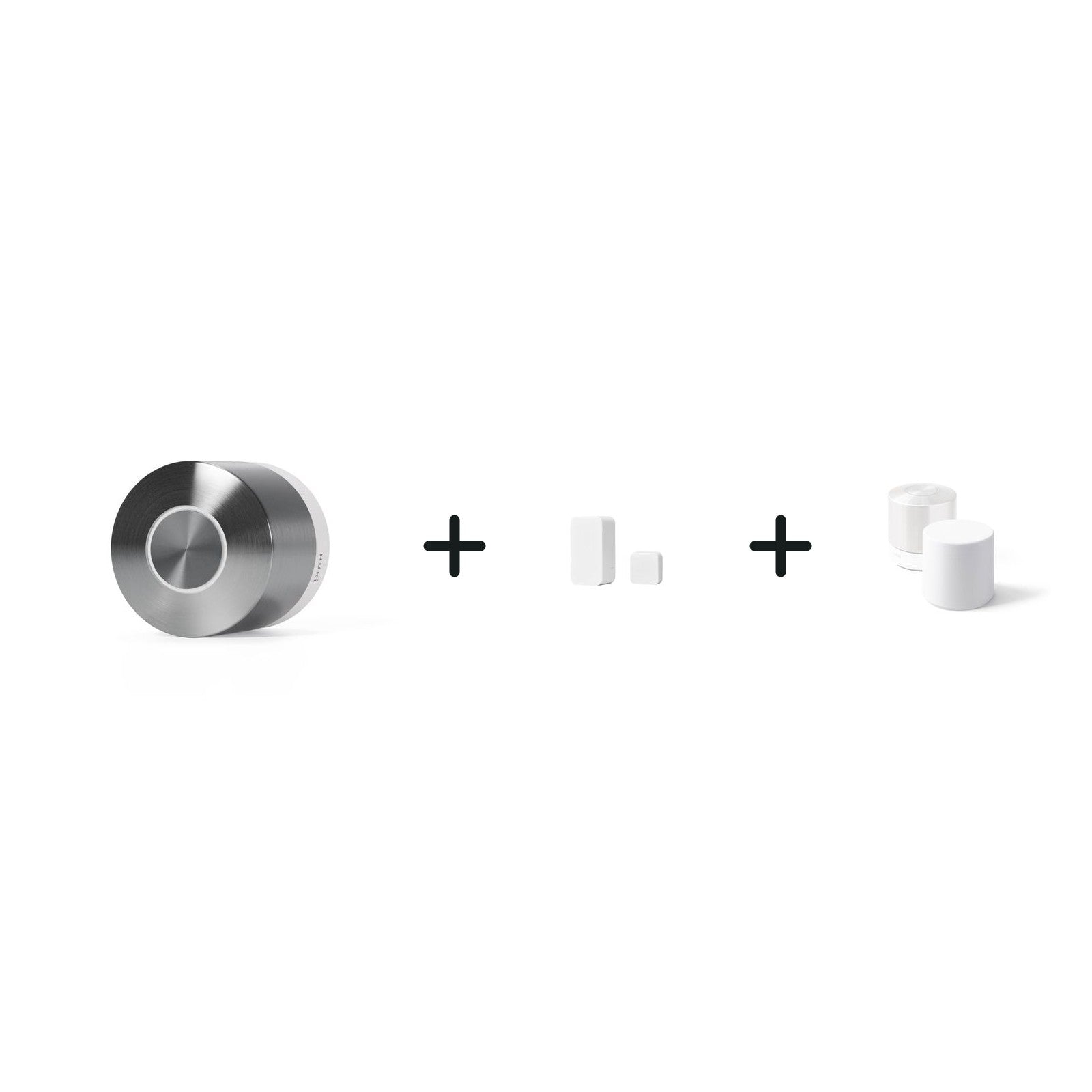 Nuki Smart Lock Ultra und Nuki Door Sensor und Kindersicherung für Nuki Smart Lock Pro (5. Gen) und Ultra nebeneinander vor w