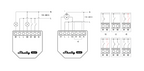 Anschlussschema des Shelly 2PM Gen4: zwei Lampen bzw. ein Rollladenmotor an O1/O2, rechts sechs Schaltervarianten