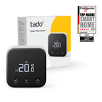 Verpackung des Smart Thermostat X mit dem Thermostat davor und Siegel Top Marke Smart Home 2023