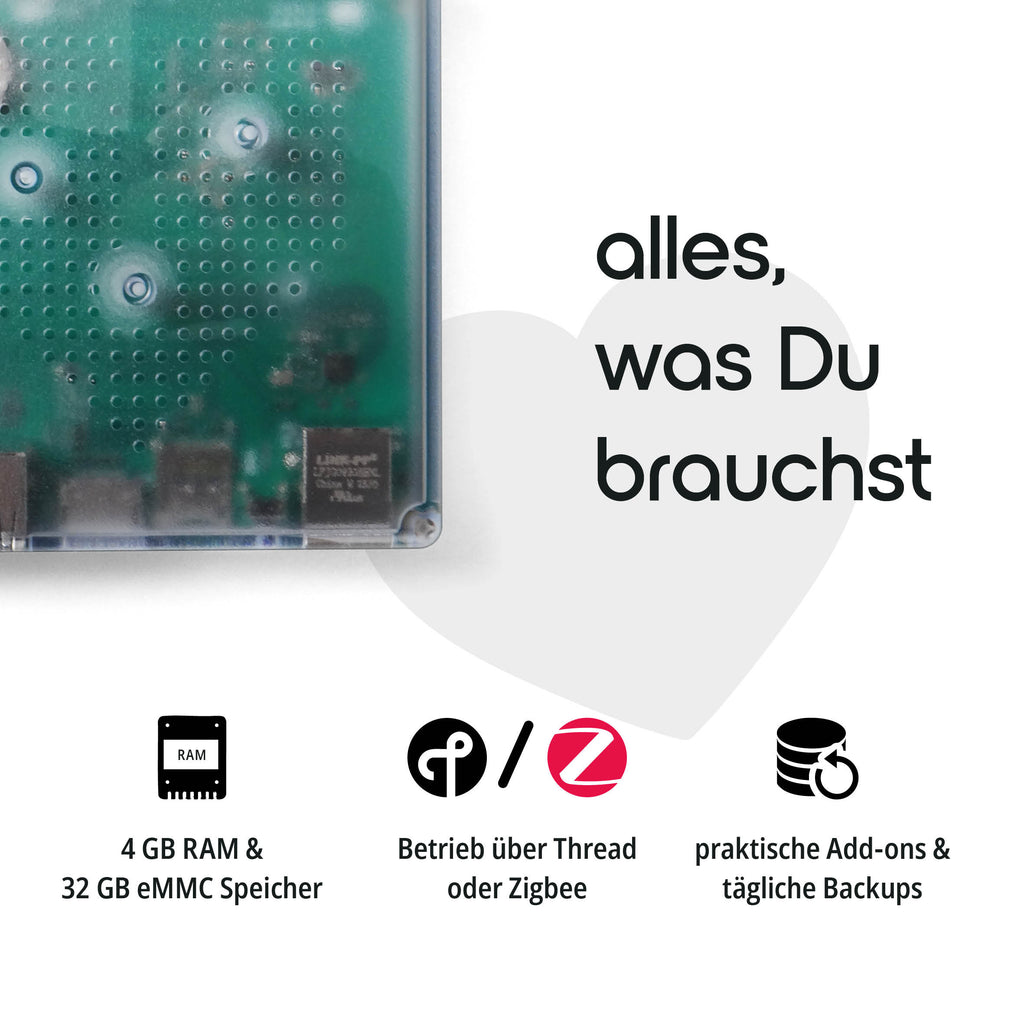 Der Home Assistant Green in Betrieb, Status-LED leuchtet