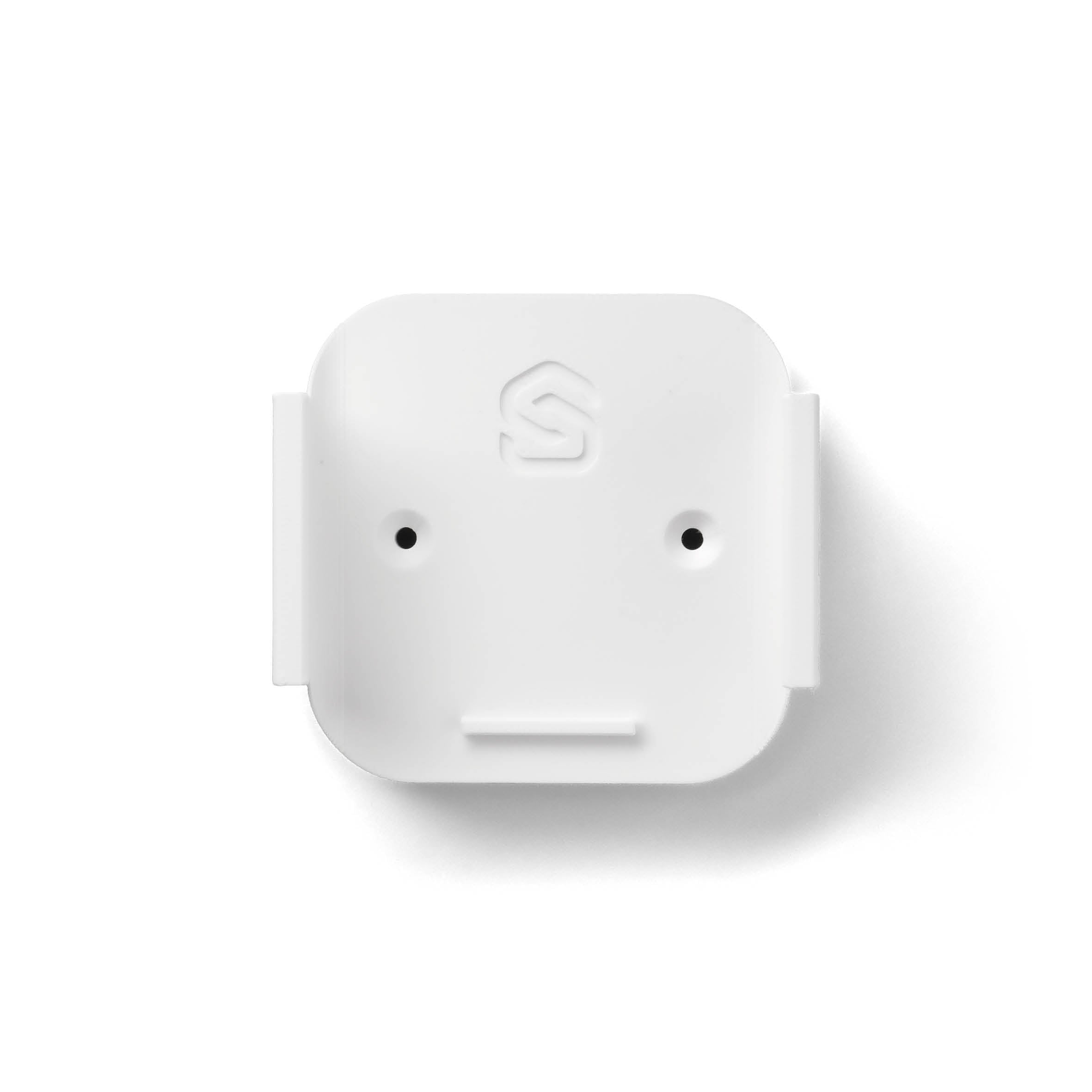 Die leere weiße Wandhalterung frontal mit smattex-Logo