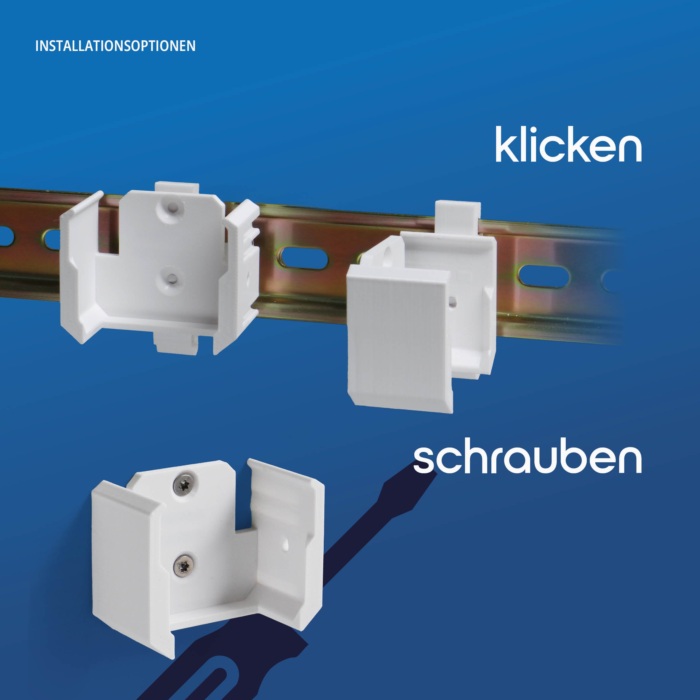 Die Halterung von der Seite mit eingeclipstem Bosch-Modul