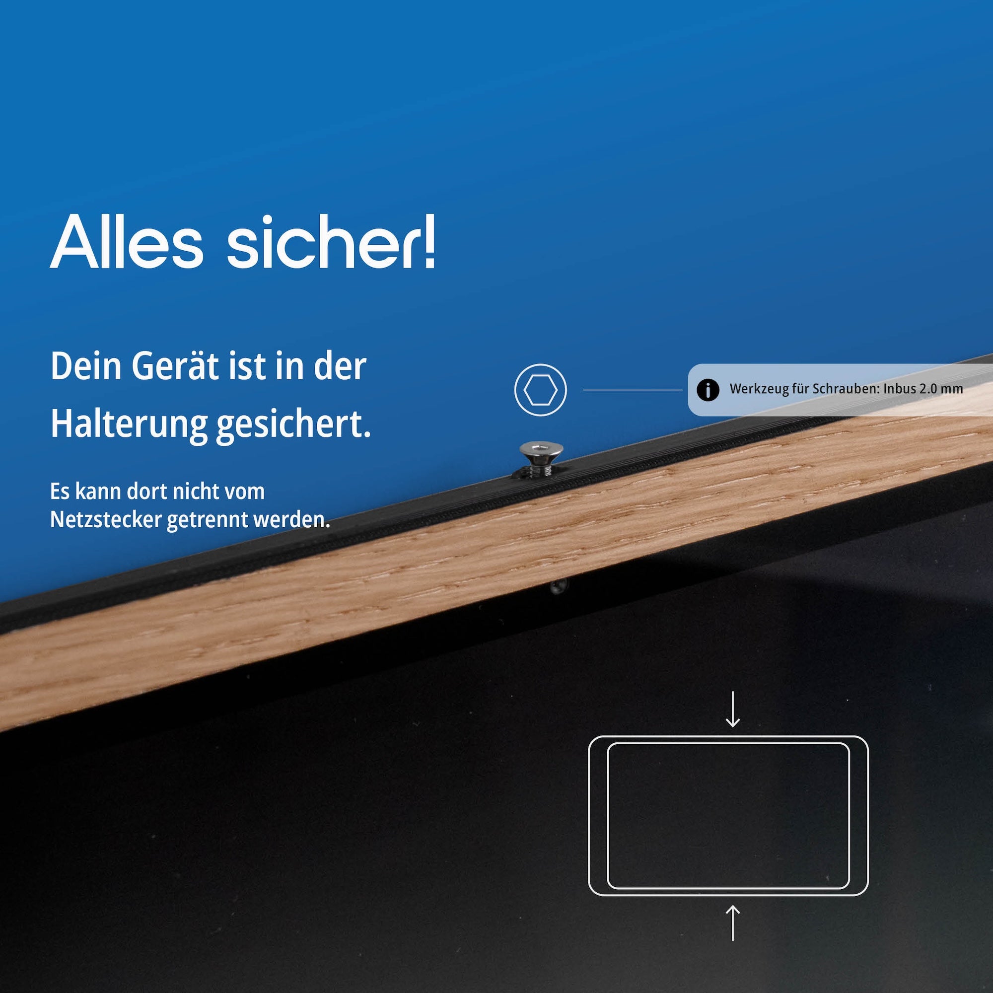 Das Wand-Tablet mit schwarzer Blende, frontal