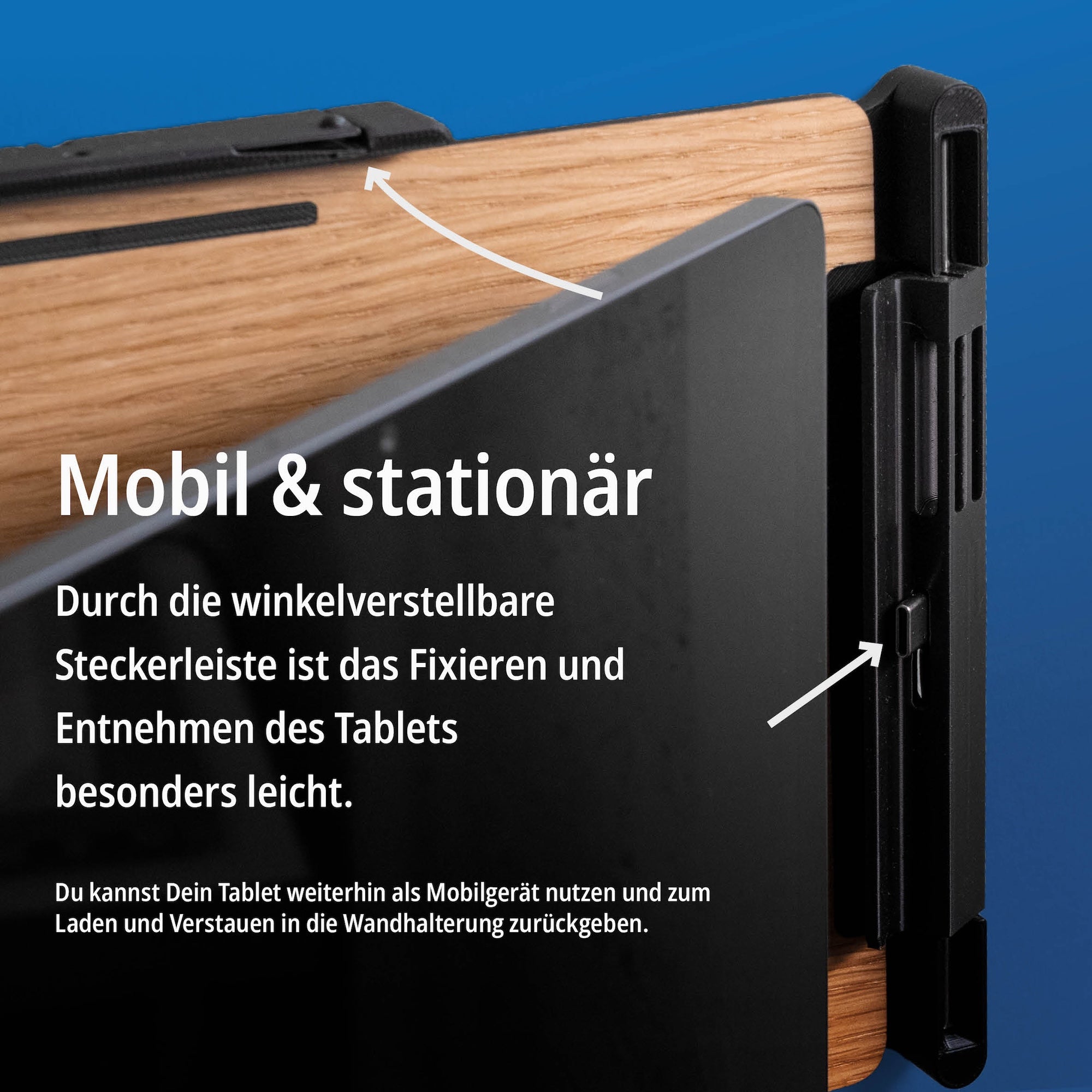 Das Wand-Tablet mit weißer Blende an einer hellen Wand