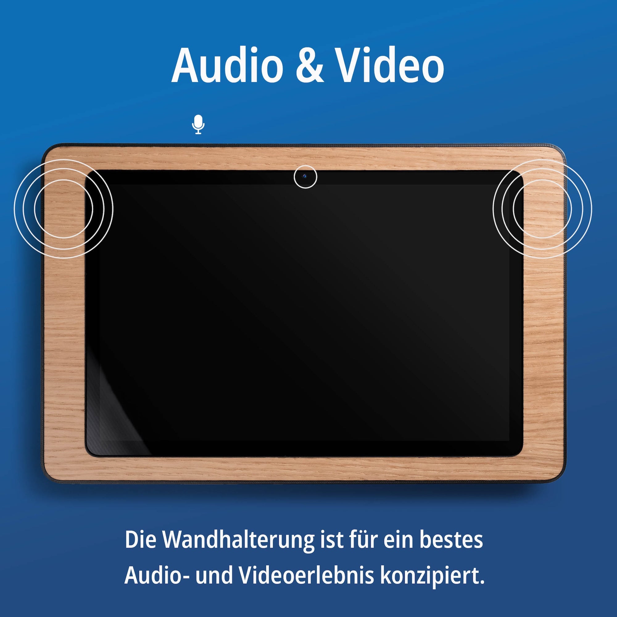 Blende aus Nussbaum am Wand-Tablet