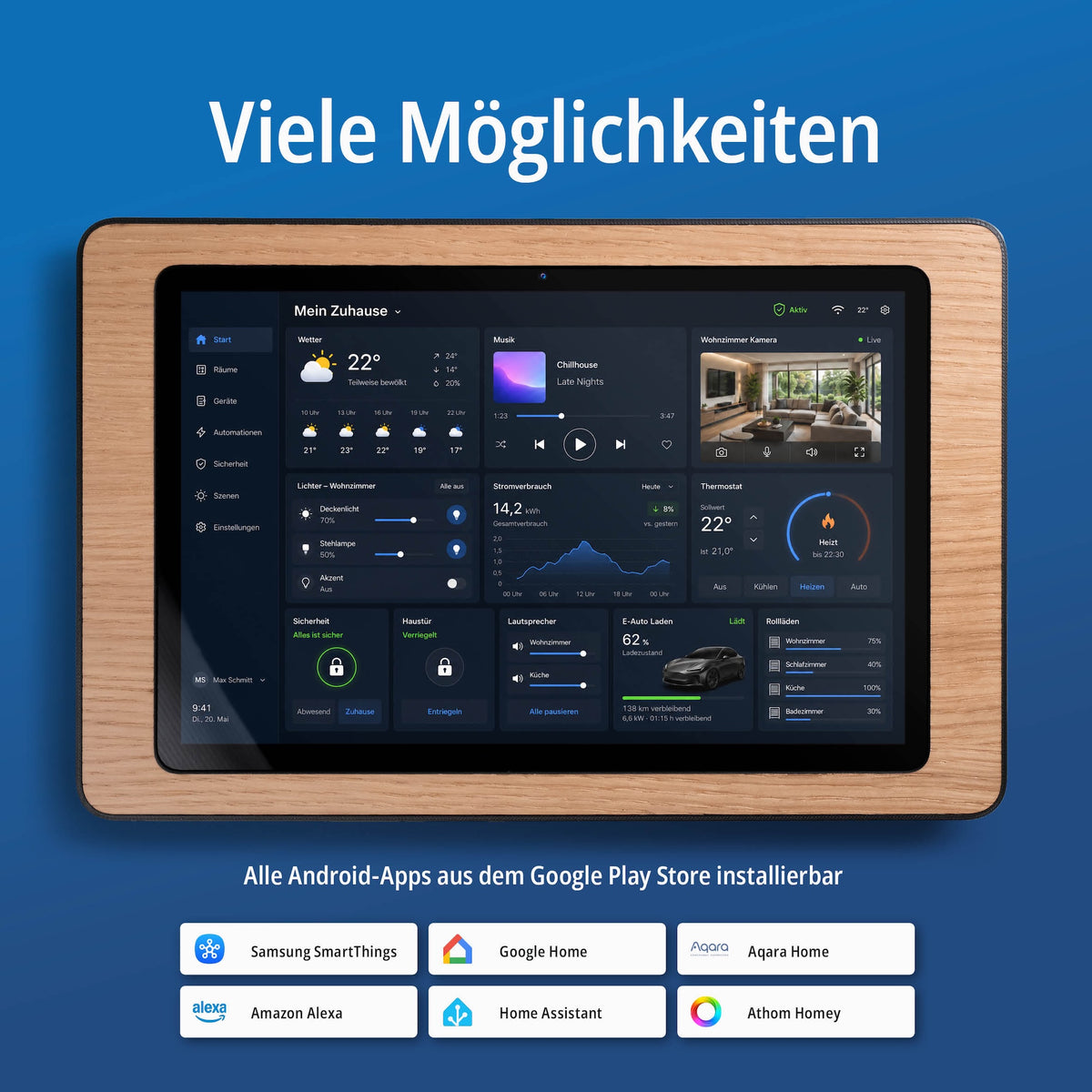 Blende aus Ahorn am Wand-Tablet