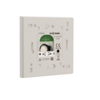 Rückseite der 8-Tasten-Wandtastatur SHM024 im Rahmen, Batteriefach für CR2450 und Reset-Taste sichtbar