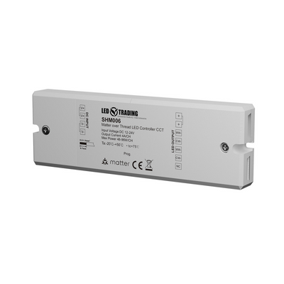 Sunricher Matter CCT LED Controller 12-24VDC mit DC-Eingang und Ausgangsklemmen für WW und CW