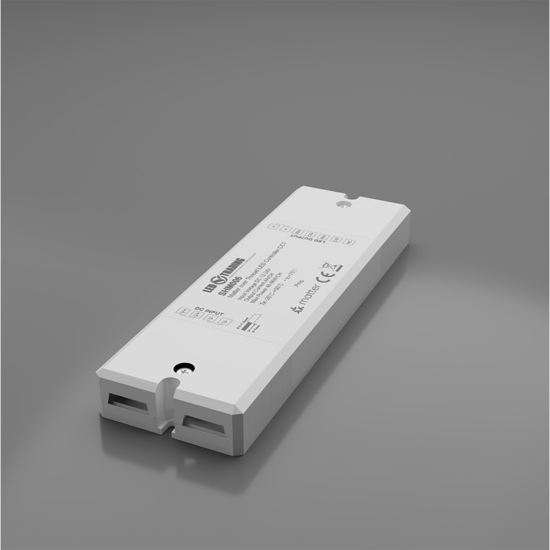 Sunricher Matter CCT LED Controller 12-24VDC von hinten mit Montagelaschen und Befestigungsschraube