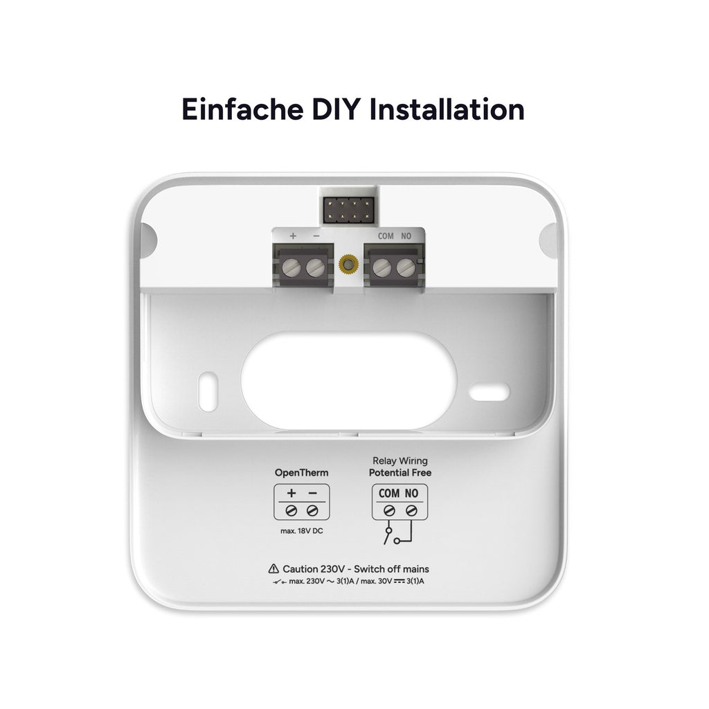 Rückplatte des tado Verkabelten Thermostats X mit Klemmen für OpenTherm und potenzialfreies Relais