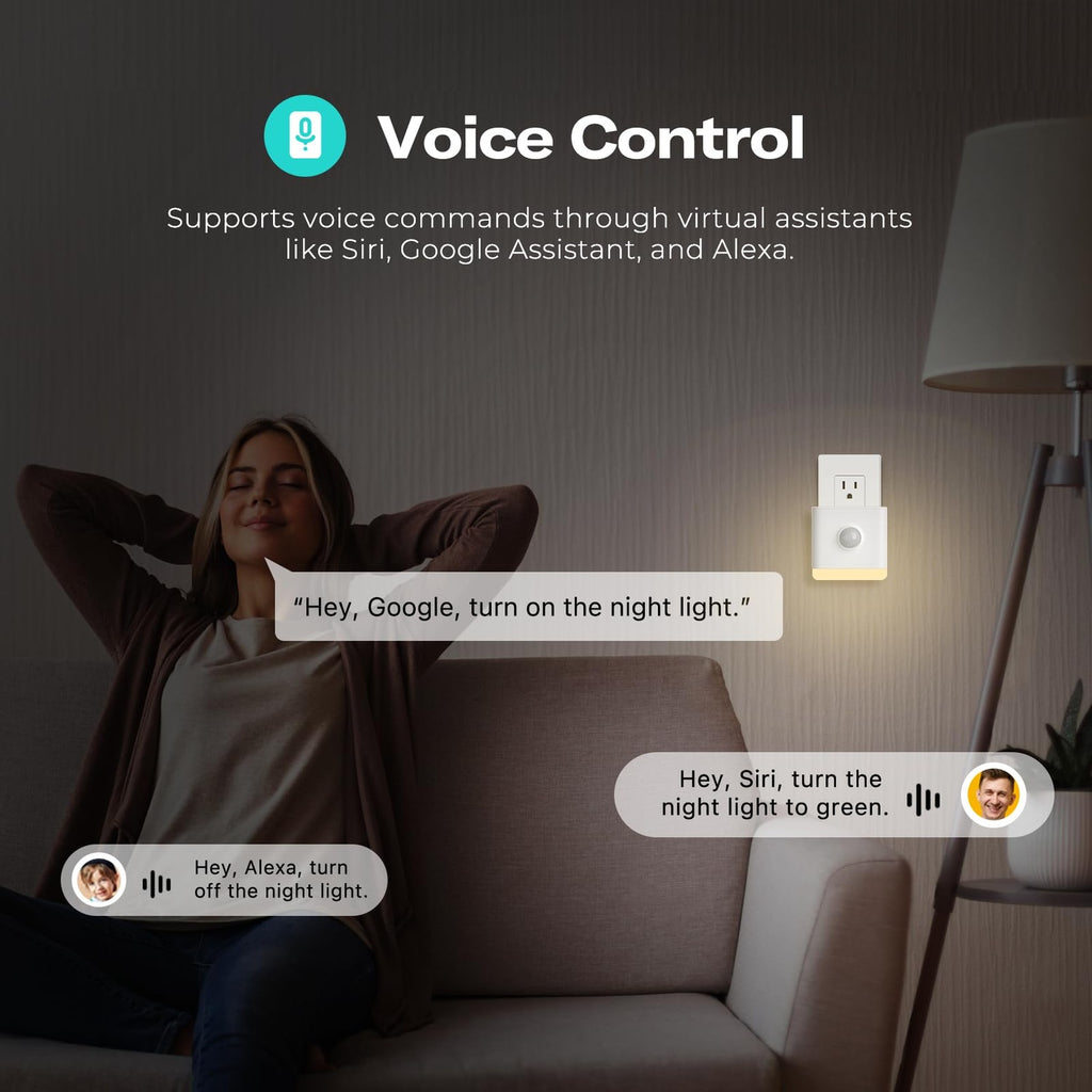 Sprachsteuerung des Nachtlichts über Siri, Google Assistant und Alexa